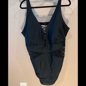 SOLD: TERRA & SKY Sexy Lace Cutout One Piece 4XL